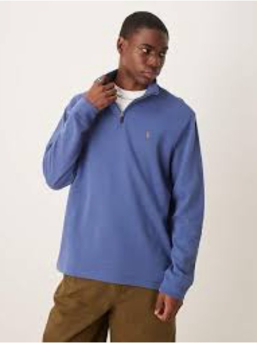 Polo Ralph Lauren Men’s Light Blue Estate Ribbed Cotton Quarter Zip Pullover
